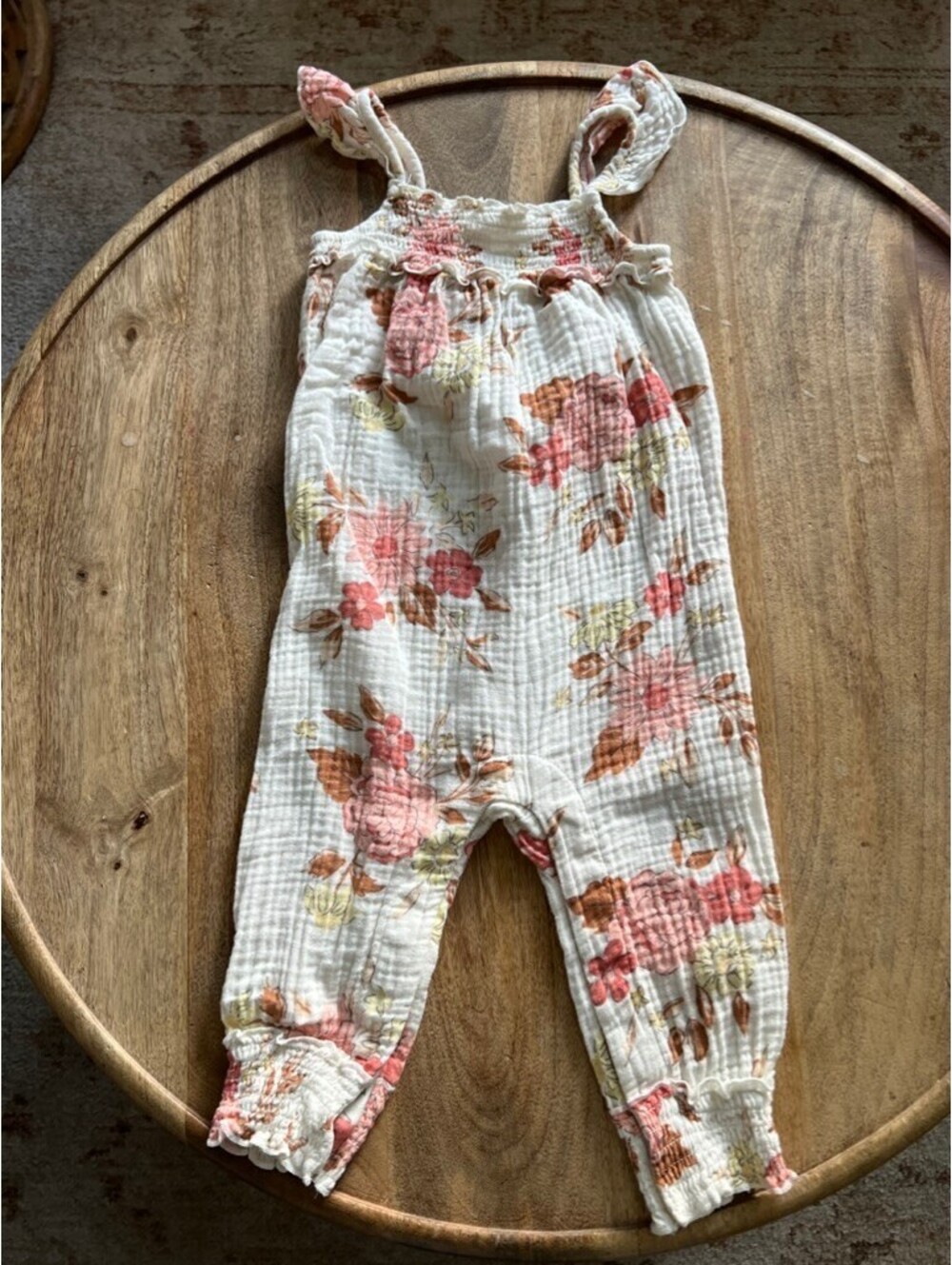 Modern Moments Gauzy Muslin Cotton Romper Girl's Size 18 mos. Floral Boho Beachy